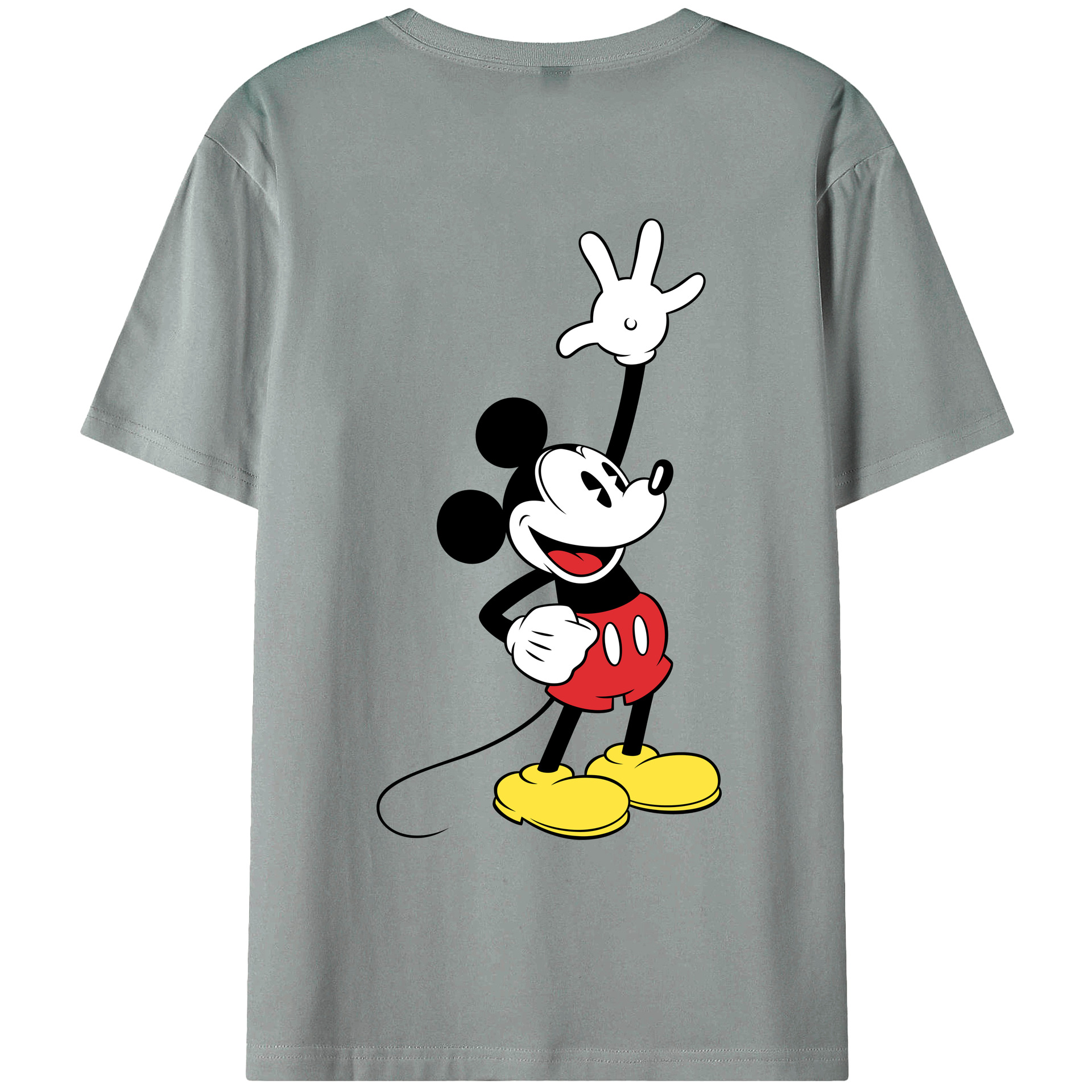ミッキーマウス Mickey Mouse 綿100％ メンズ半袖Tシャツ（バックプリント） 通気性